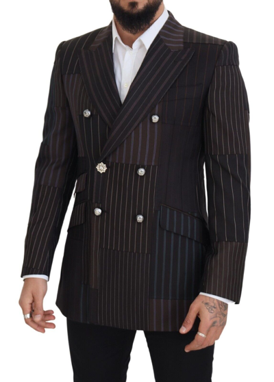 Shop Dolce & Gabbana Multicolor Patchwork Stripes Sicilia Men's Blazer