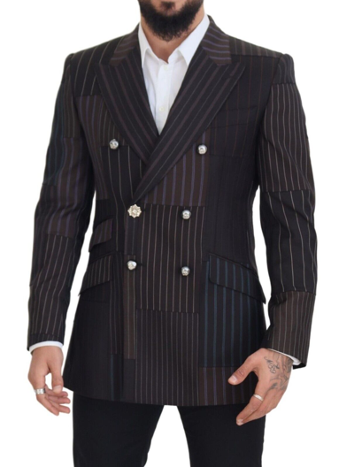 Shop Dolce & Gabbana Multicolor Patchwork Stripes Sicilia Men's Blazer