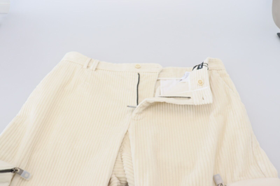 Shop Dolce & Gabbana Off White Corduroy Zipper Pocket Trouser Men's Pants