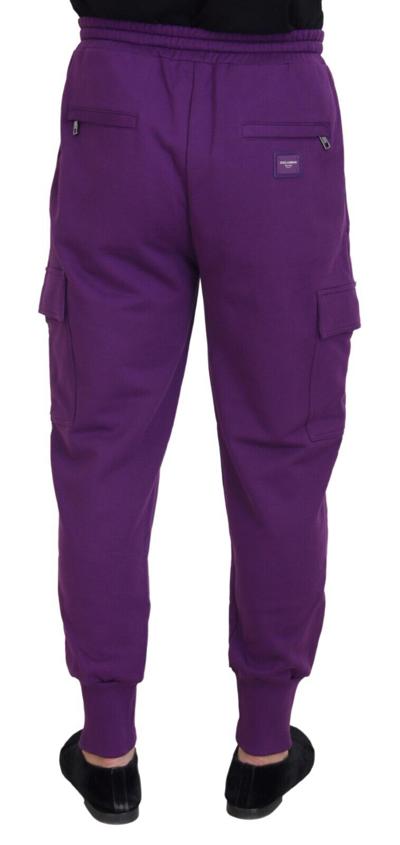 Shop Dolce & Gabbana Purple Cotton Cargo Sweatmen's Jogging Men's Pants