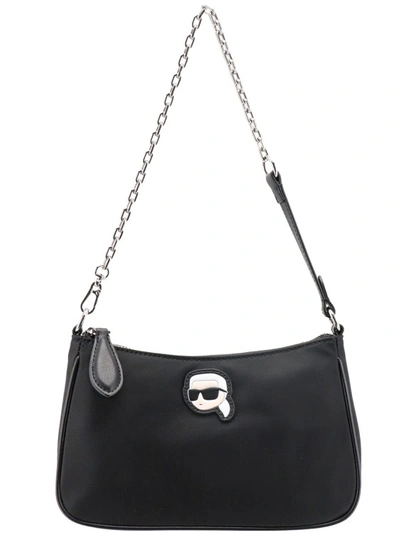 Shop Karl Lagerfeld Recycled Material Shoulder Bag In Black