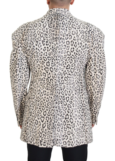 Shop Dolce & Gabbana White Leopard Single Breasted Coat Men's Blazer