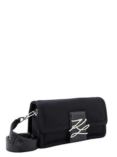 Shop Karl Lagerfeld Frontal Monogram Shoulder Bag In Black