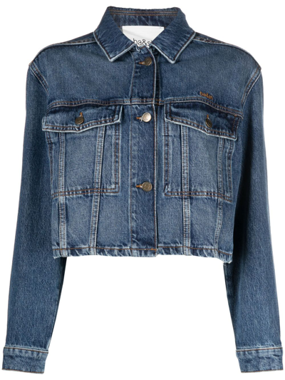 Shop Ba&sh Manon Cotton Denim Jacket In Blau
