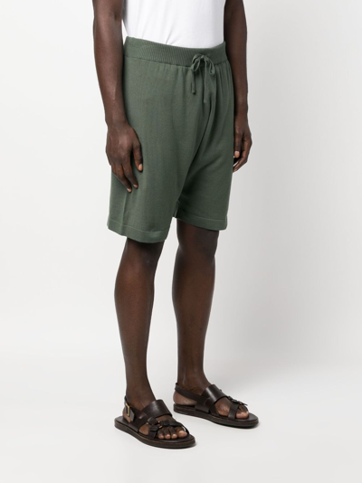 Shop John Smedley Straight-leg Elasticated Cotton Shorts In Green