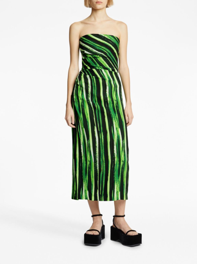 Shop Proenza Schouler Graphic-print Strapless Midi Dress In Green