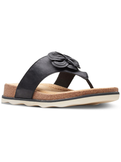 Shop Clarks Brynn Style Womens Comfort Insole Leather Thong Sandals In Black