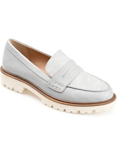 Shop Journee Collection Kenly Womens Faux Leather Lugged Sole Loafers In Grey