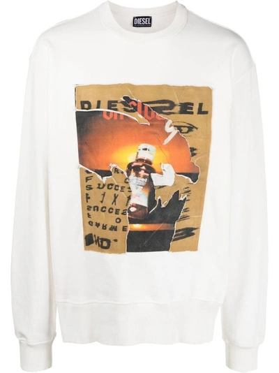 Shop Diesel White Cotton Sweatshirts
