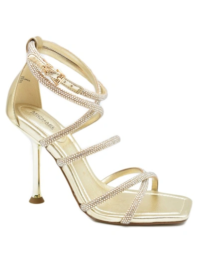 Shop Michael Kors Pale Gold Leather Imani Strappy Sandals