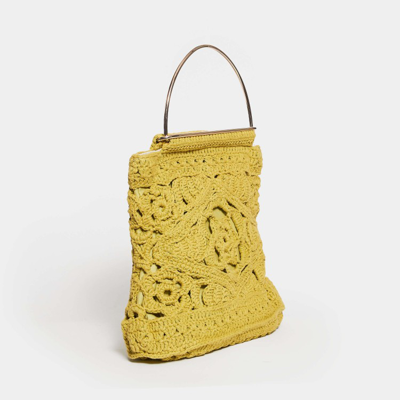 Shop Ash Crochet Fabric Bag In Yellow