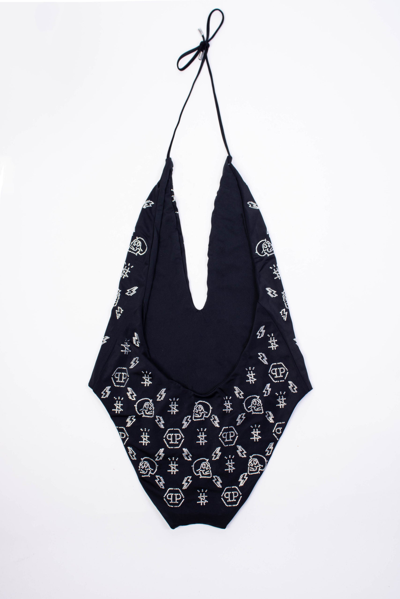 Shop Philipp Plein Crystal One Piece Swimsuit In Women's Black