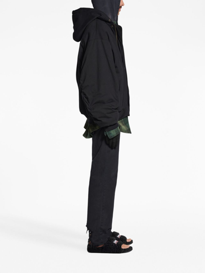 Shop Balenciaga Political Campaign Cotton Hooded Jacket In Black