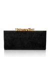 Jimmy Choo Celeste Crystal-embellished Suede Clutch In Black