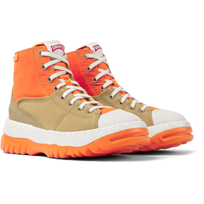 Camper Teix High Top Hiking Sneaker In Orange,beige,white