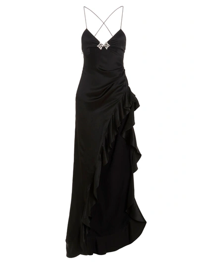 Shop Alessandra Rich Crystal Silk Dress