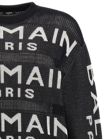 Shop Balmain Logo Sweater Sweater, Cardigans White/black