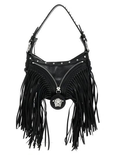 Shop Versace Repeat Shoulder Bags Black