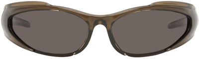 Shop Balenciaga Brown Reverse Xpander Sunglasses In Brown-brown-grey