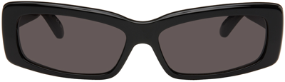 Shop Balenciaga Black Oversize Rectangle Sunglasses In Black-black-black