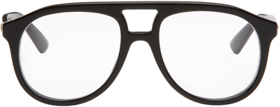 Shop Gucci Black Aviator Glasses In Black-black-transpar