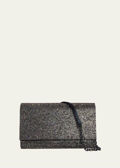 Shop Judith Leiber Fizzoni Full-beaded Clutch Bag In Gray