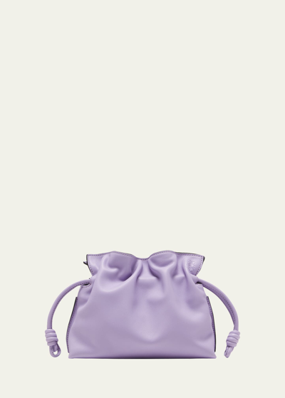 Shop Loewe Flamenco Mini Napa Drawstring Clutch Bag In Lavender