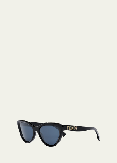 Women's Fendi Plastic Cat Eye Sunglasses - Blue / Red / Clear - GBNY