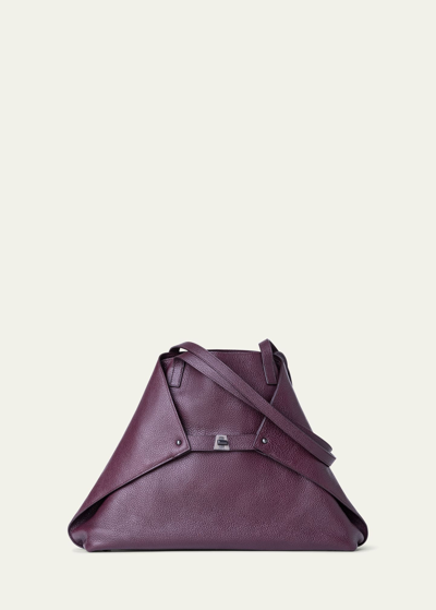 Shop Akris Ai Medium Calf Leather Shoulder Bag In 067 Burgundy