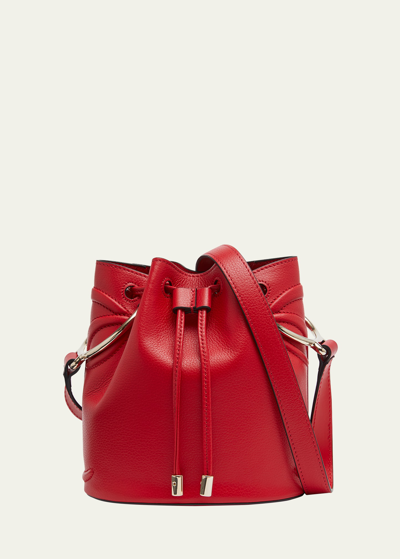 Shop Christian Louboutin By My Side Bucket Bag In Leather With Cl Logo In Red