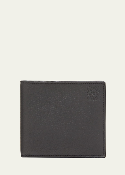 Shop Loewe Men's Debossed Anagram Leather Bifold Wallet In Anthracite