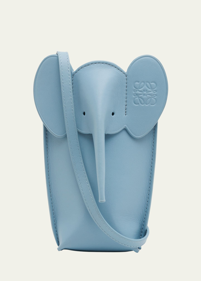 Shop Loewe Elephant Pouch Crossbody Bag In 5265 Dusty Blue