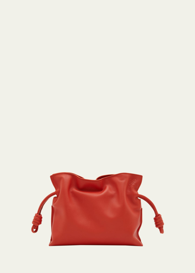 Shop Loewe Flamenco Mini Napa Drawstring Clutch Bag In Sunrise Orange