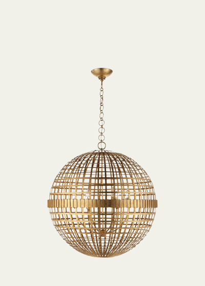 Shop Visual Comfort Signature Mill Large Globe Lantern By Aerin In Aged Iron