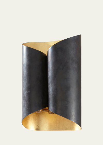 Shop Visual Comfort Signature Selfoss Sconce By Aerin In Black And Brass