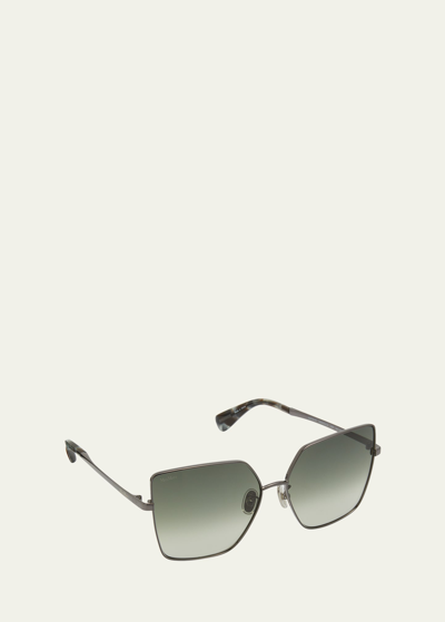 Shop Max Mara Tonal Metal Butterfly Sunglasses In Shiny Black
