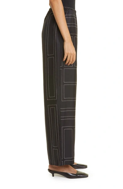 Totême Monogram-embroidered Silk Pajama Pants In Black Monogram