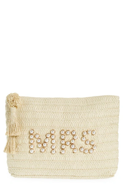 Shop Btb Los Angeles Mrs Pearly Bead Clutch In Natural White