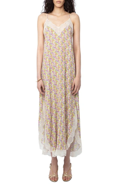 Shop Zadig & Voltaire Ristyl Liberty Wings Crepe Slipdress In Sun