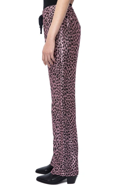 Shop Zadig & Voltaire Pomy Leopard Print Jacquard Drawstring Pants In Rose