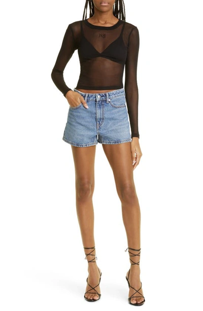 Shop Alexander Wang Shorty Denim Shorts In Vintage Medium Indigo