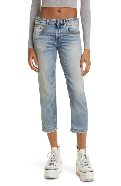 Shop R13 Boy Straight Crop Jeans In Hester Blue Stretch