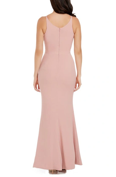 Shop Dress The Population Iris Slit Crepe Gown In Blush
