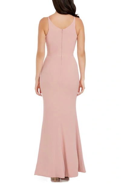 Dress The Population Iris Slit Crepe Gown In Blush