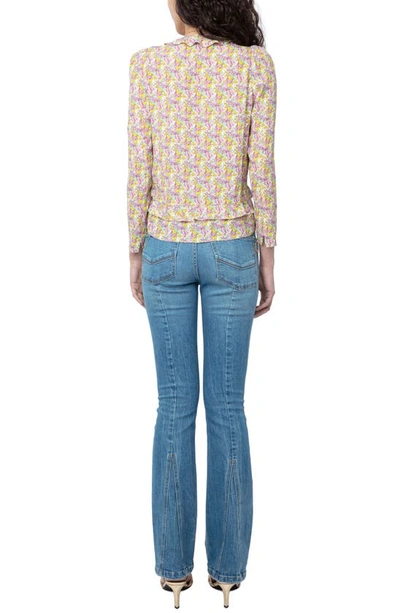 Shop Zadig & Voltaire Tresse Liberty Wings Ruffle Button Front Blouse In Sun
