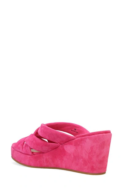 Pelle Moda Wilona Platform Wedge Slide Sandal In Hyper Pink