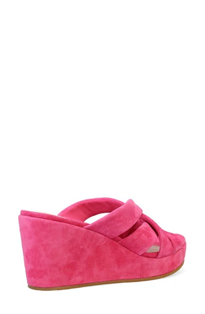 Pelle Moda Wilona Platform Wedge Slide Sandal In Hyper Pink