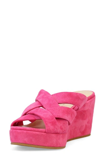 Pelle Moda Wilona Platform Wedge Slide Sandal In Hyper Pink