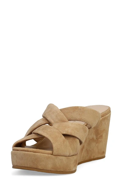 Shop Pelle Moda Wilona Platform Wedge Slide Sandal In Latte