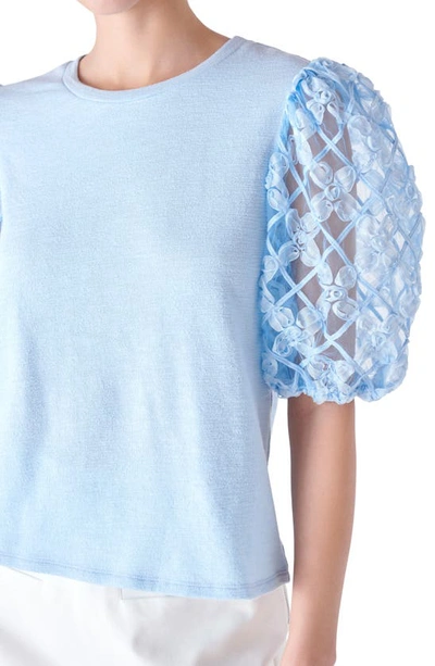 English Factory Mixed Media Blouse In Powder Blue